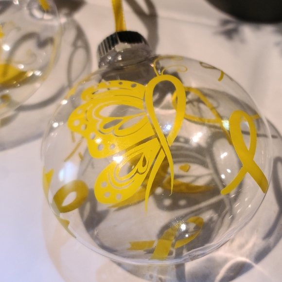 Ornaments - Yellow Ribbons- Cancer Awareness - Choose 1 of 2 NWT - Picture 2 of 3